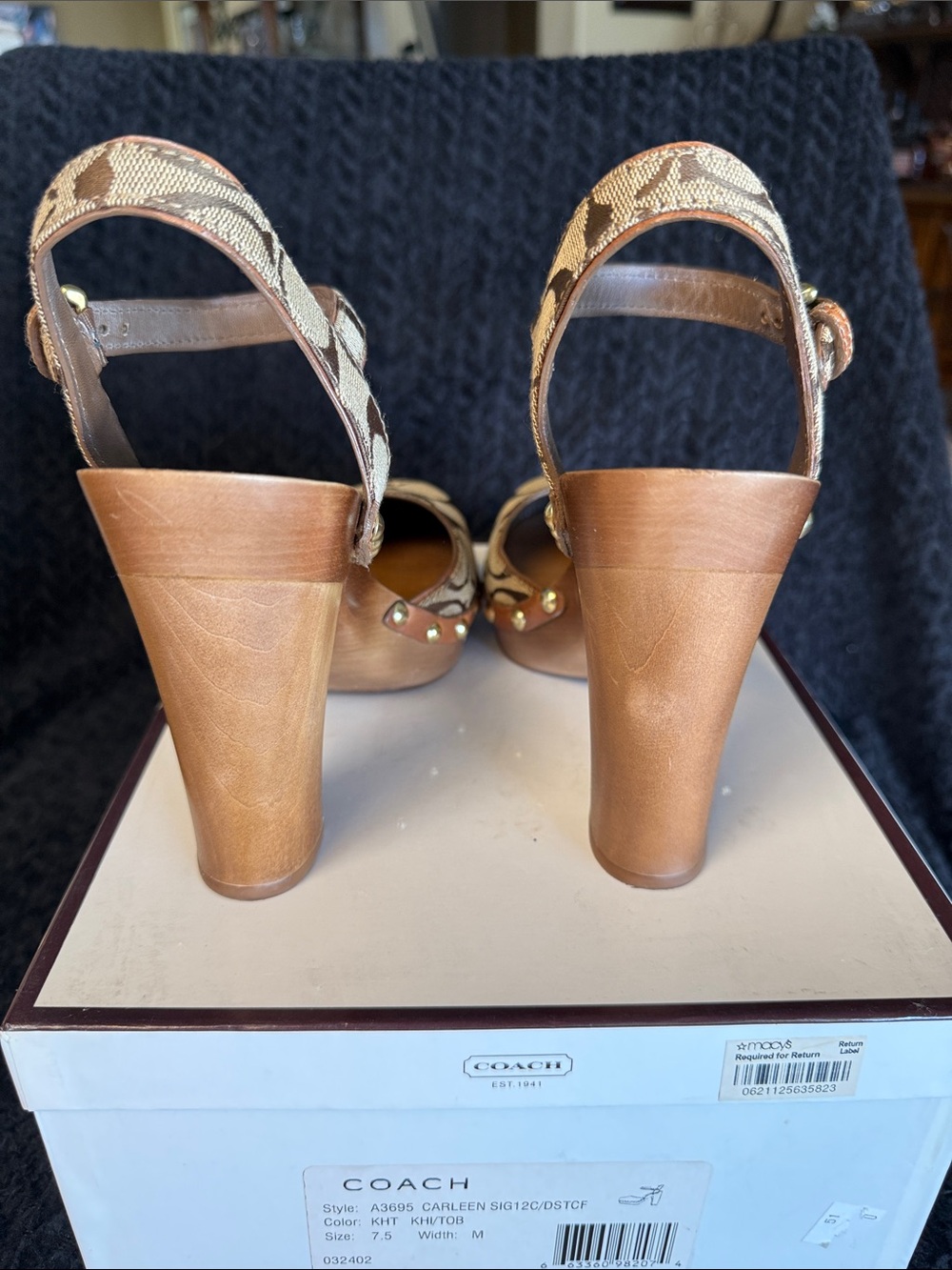 Coach Carleen Vintage heels with studs. Worn once - Picture 2 of 5